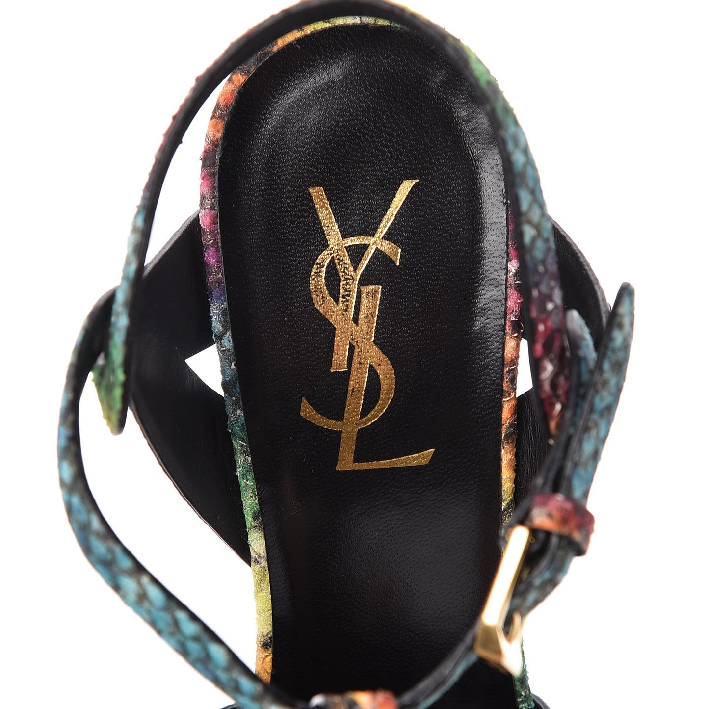 Python Calfskin Embossed Africa Tie Dye Tribute 75 Platform Sandals 36 Multicolor