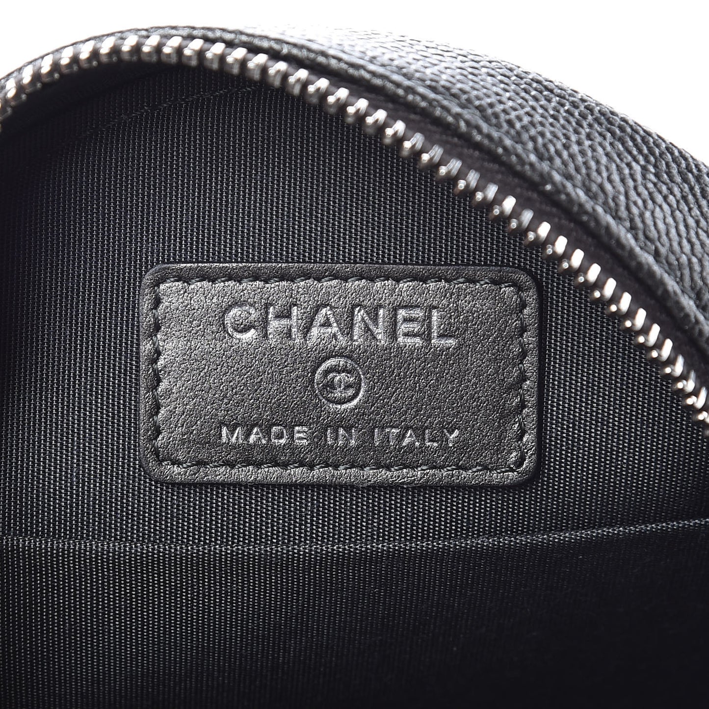 Metallic Caviar Quilted Round Filigree Crossbody Dark Silver
