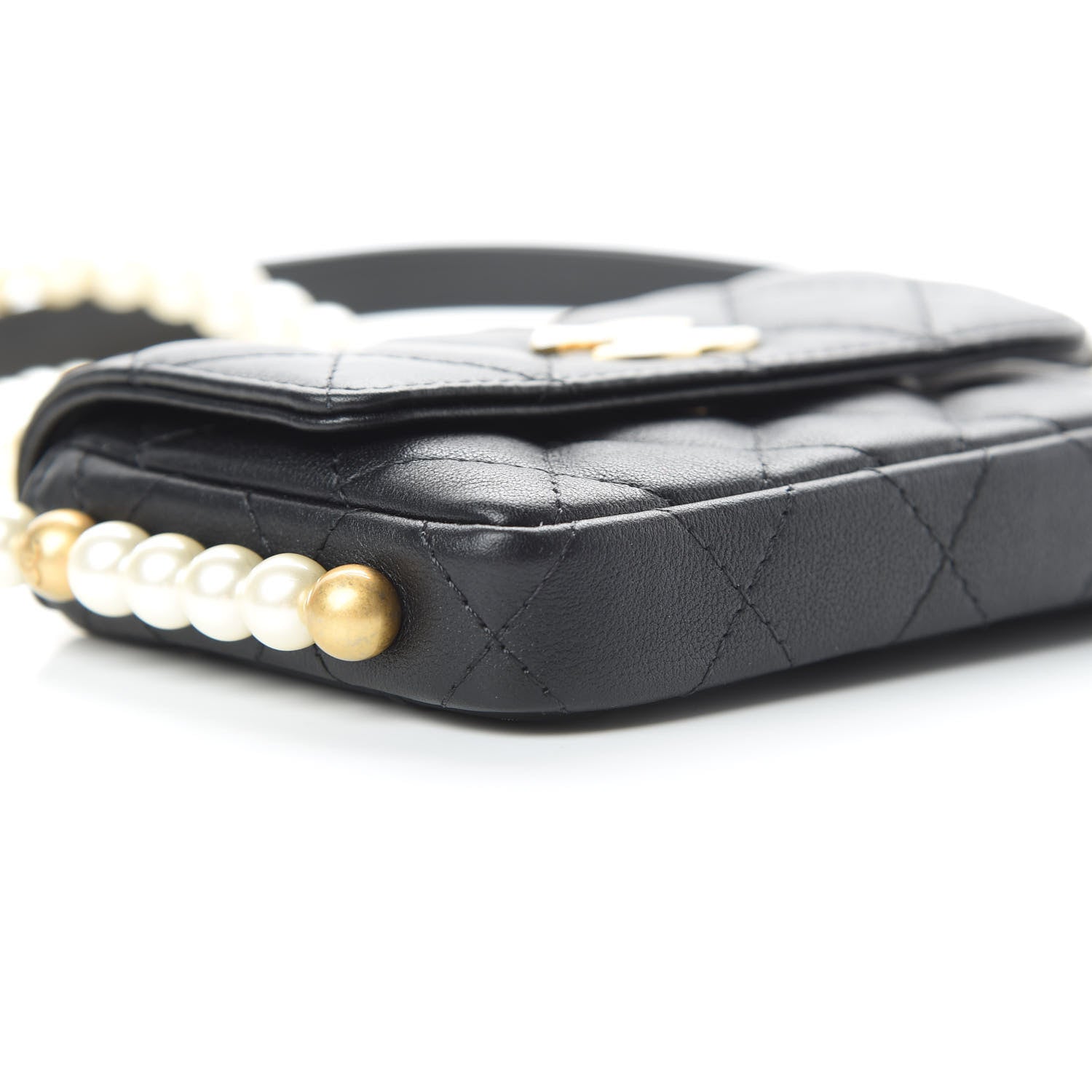 Chanel Calfskin Quilted About Pearls Card Holder Flap With Chain Black 10 of 13