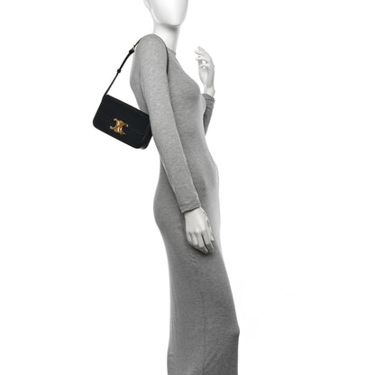 Celine Shiny Calfskin Triomphe Shoulder Bag Black 2 of 14