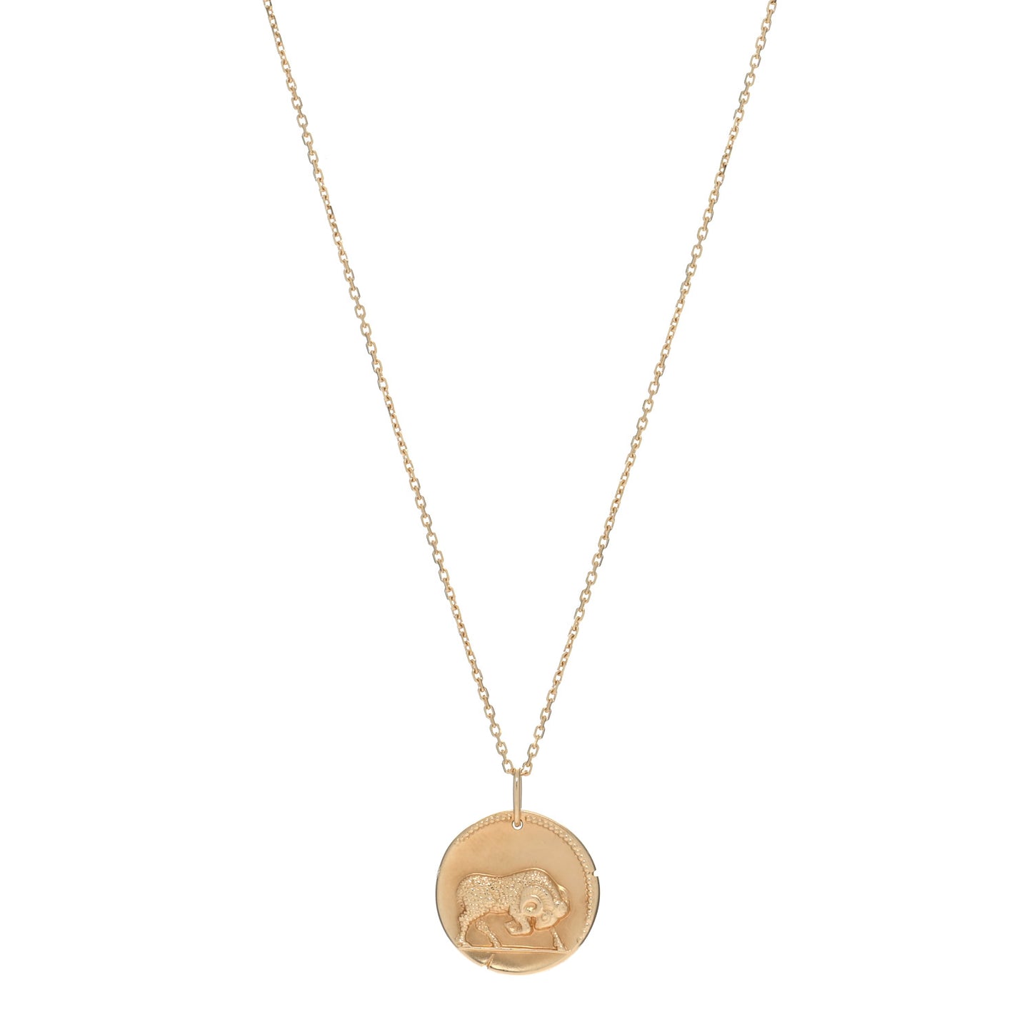 18K Yellow Gold Zodiac Aries Pendant Necklace