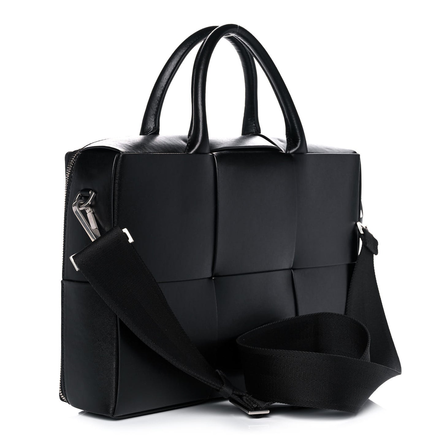 Calfskin Maxi Intrecciato Arco Briefcase Black