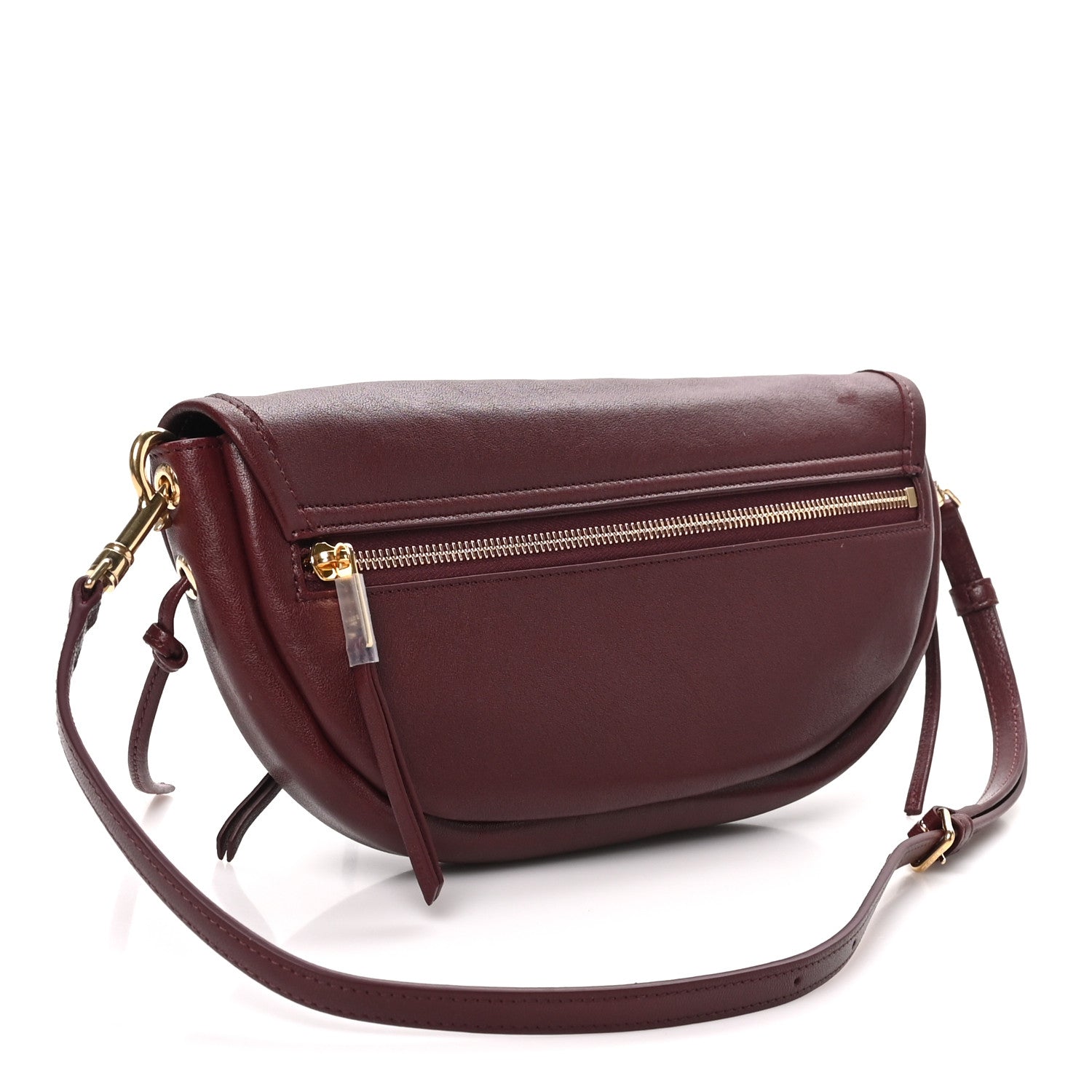 Celine Shiny Lambskin Soft Triomphe Little Half Moon Bag Syrah 2 of 8