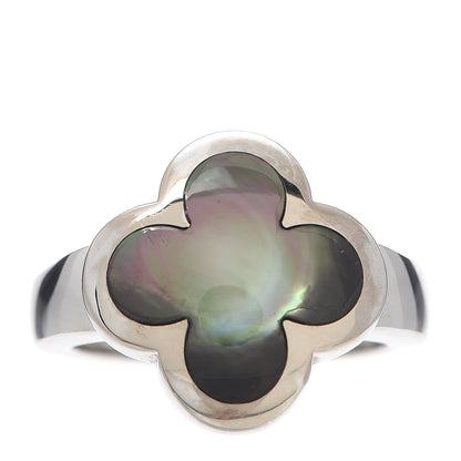 Van Cleef & Arpels 18K White Gold Grey Mother of Pearl Pure Alhambra Ring 52 6 1 of 6