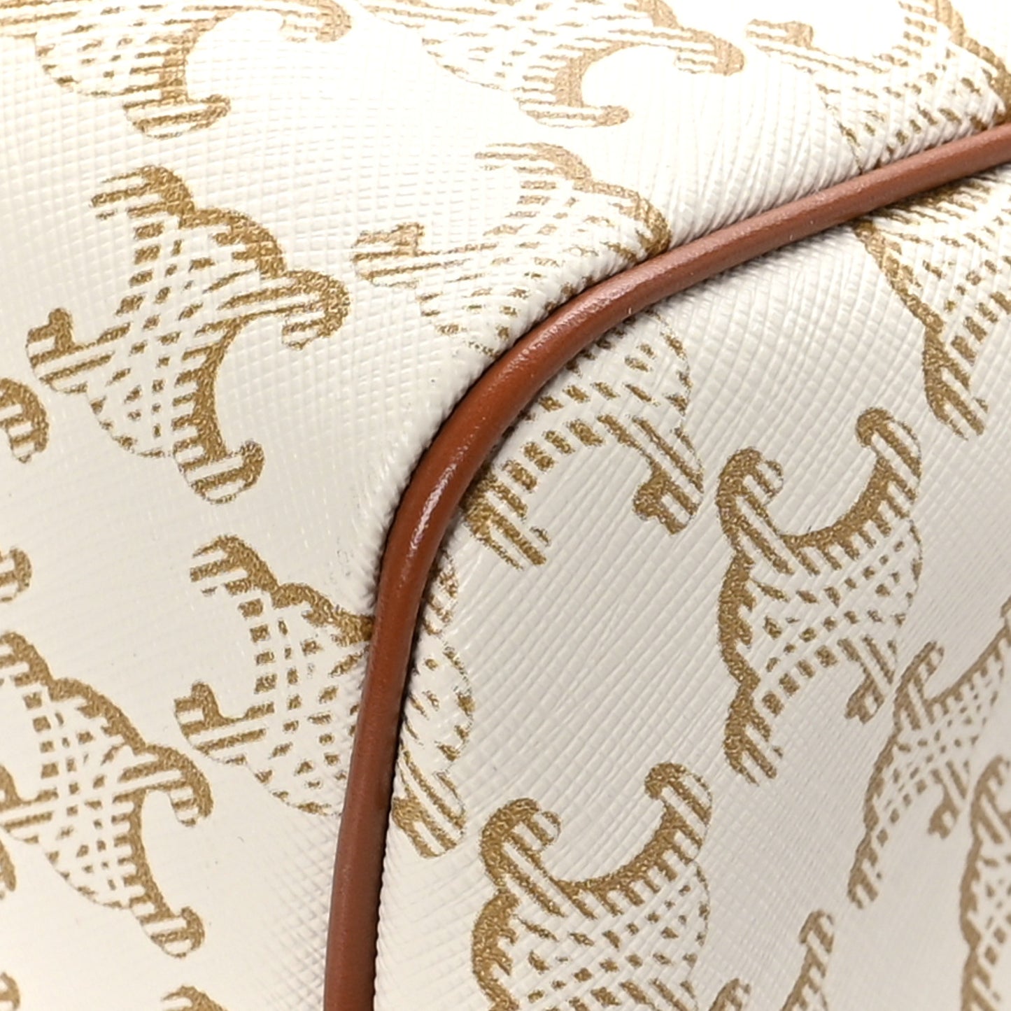 Triomphe Canvas Calfskin Boston Bag White