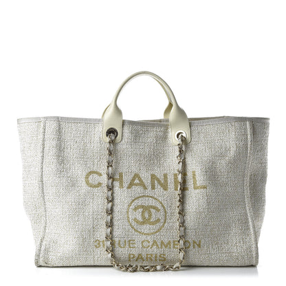 Chanel Canvas Large Deauville Tote Ivory 1 of 13