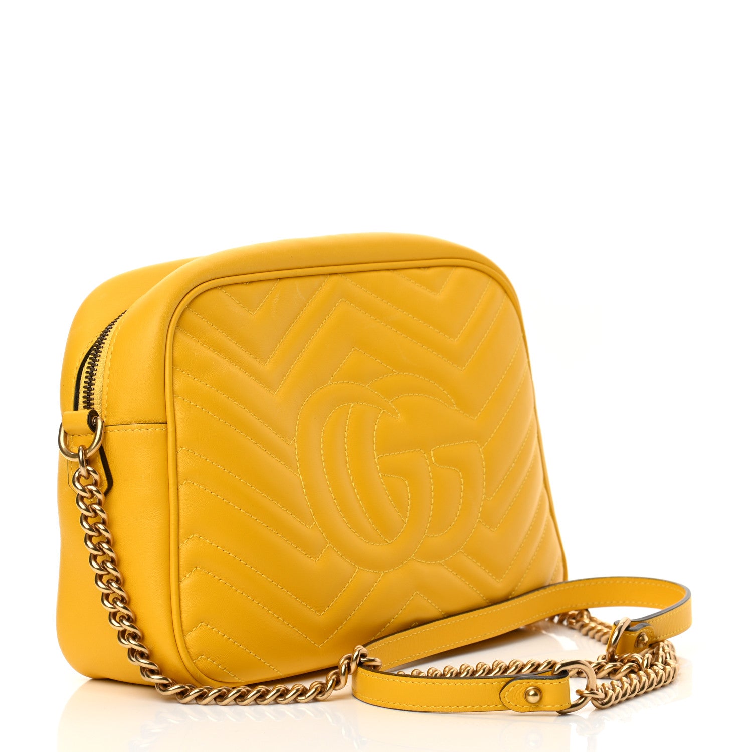 Gucci Calfskin Matelasse Medium GG Marmont Chain Shoulder Bag Stone Topaz 3 of 12