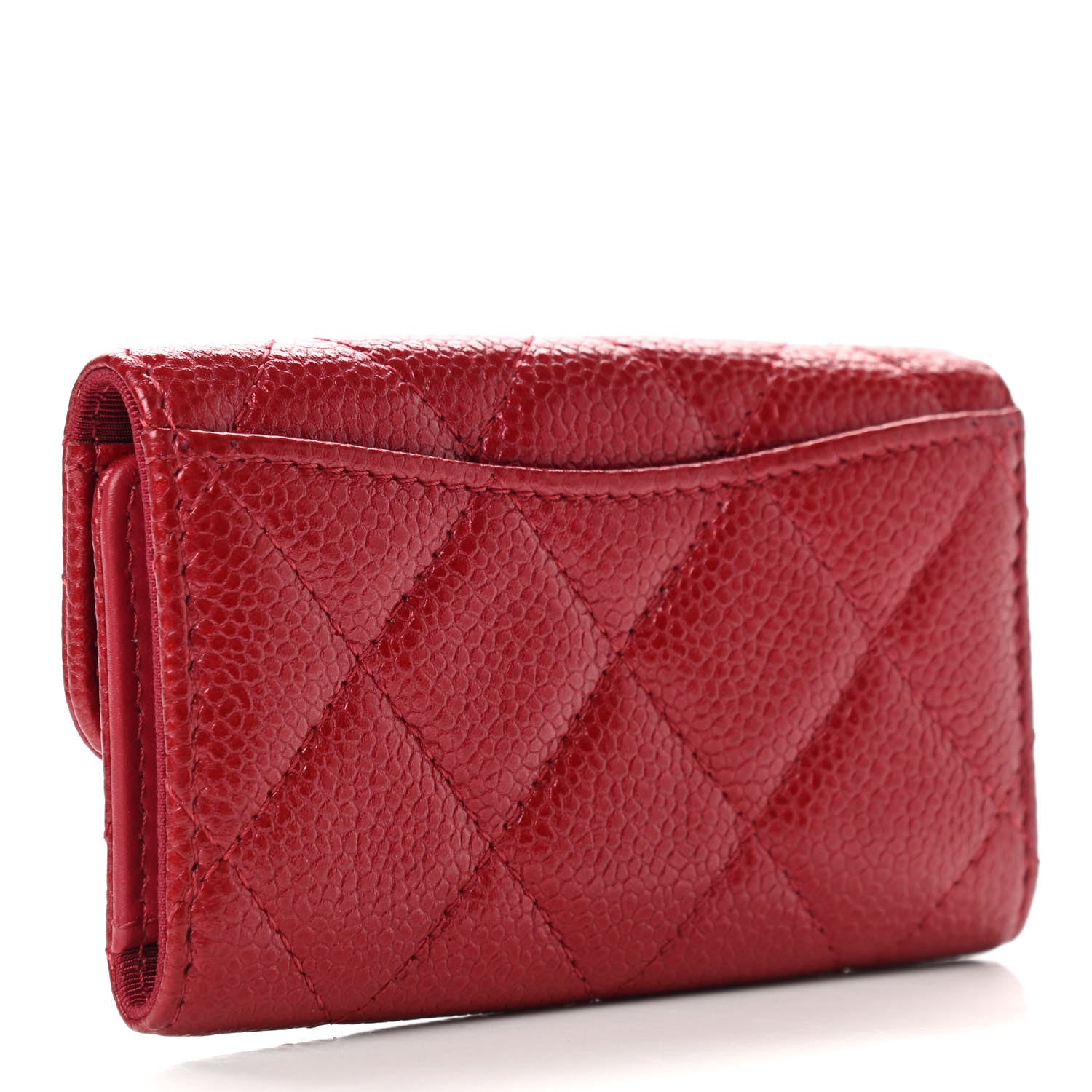 Chanel Metallic Caviar Quilted 6 Key Holder Dark Pink 3 of 10