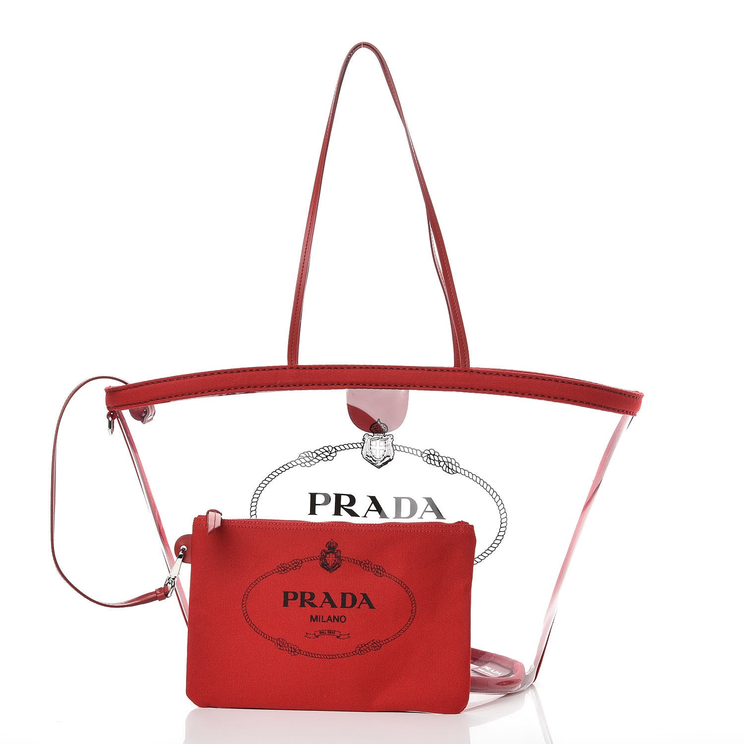 Prada Plexiglass Canapa Shopper Tote Red 3 of 8