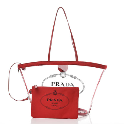 Prada Plexiglass Canapa Shopper Tote Red 3 of 8