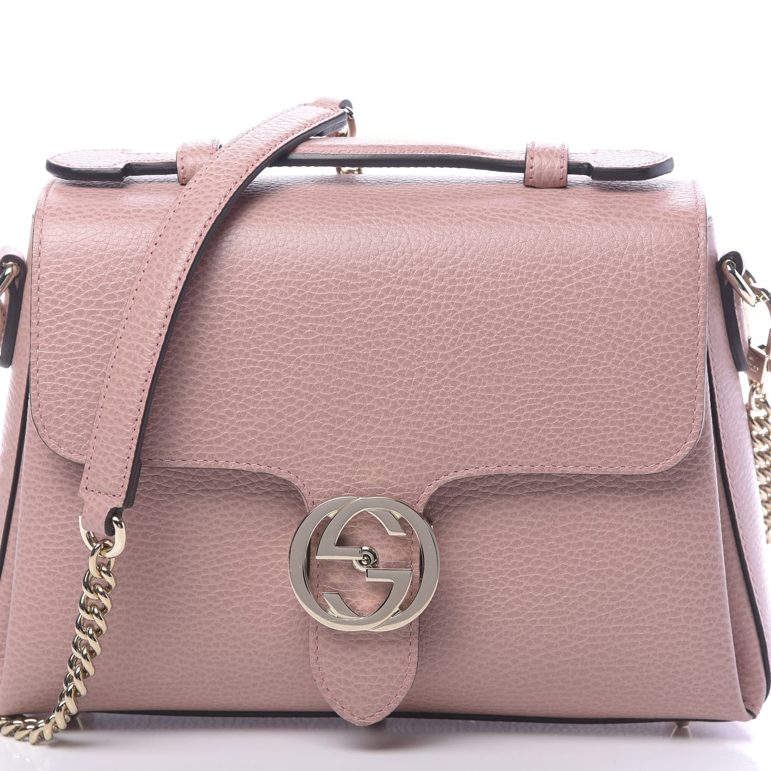 Gucci Dollar Calfskin Interlocking G Top Handle Shoulder Bag Soft Pink 10 of 10