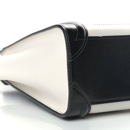 Celine Smooth Calfskin Lizard Embossed Nano Luggage White Black 7 of 10