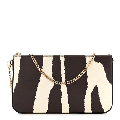 Christian Louboutin Calfskin Zebra Print Loubila Chain Clutch Dark Brown 1 of 9