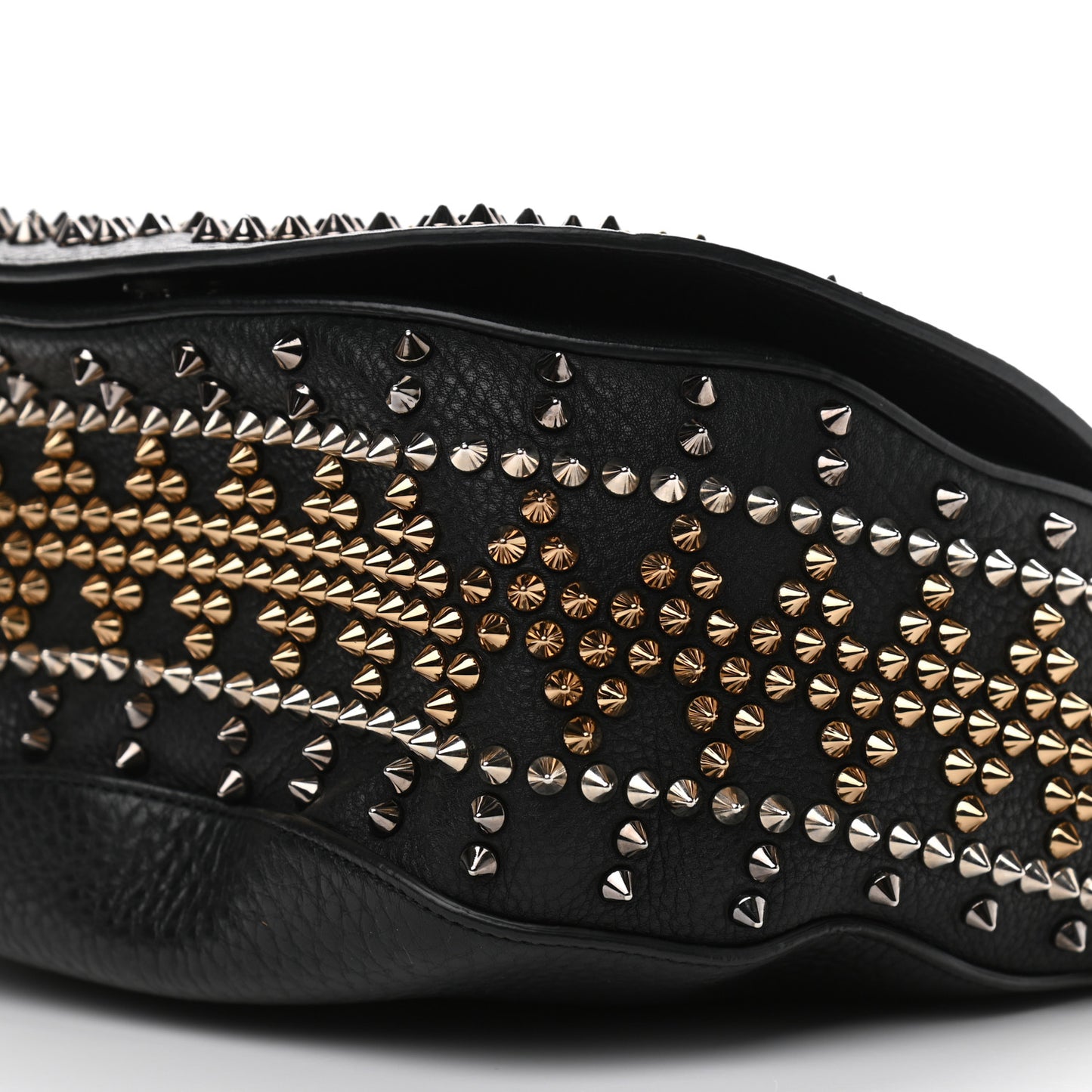 Calfskin Mix Chevron Spikes Panettone Messenger Black