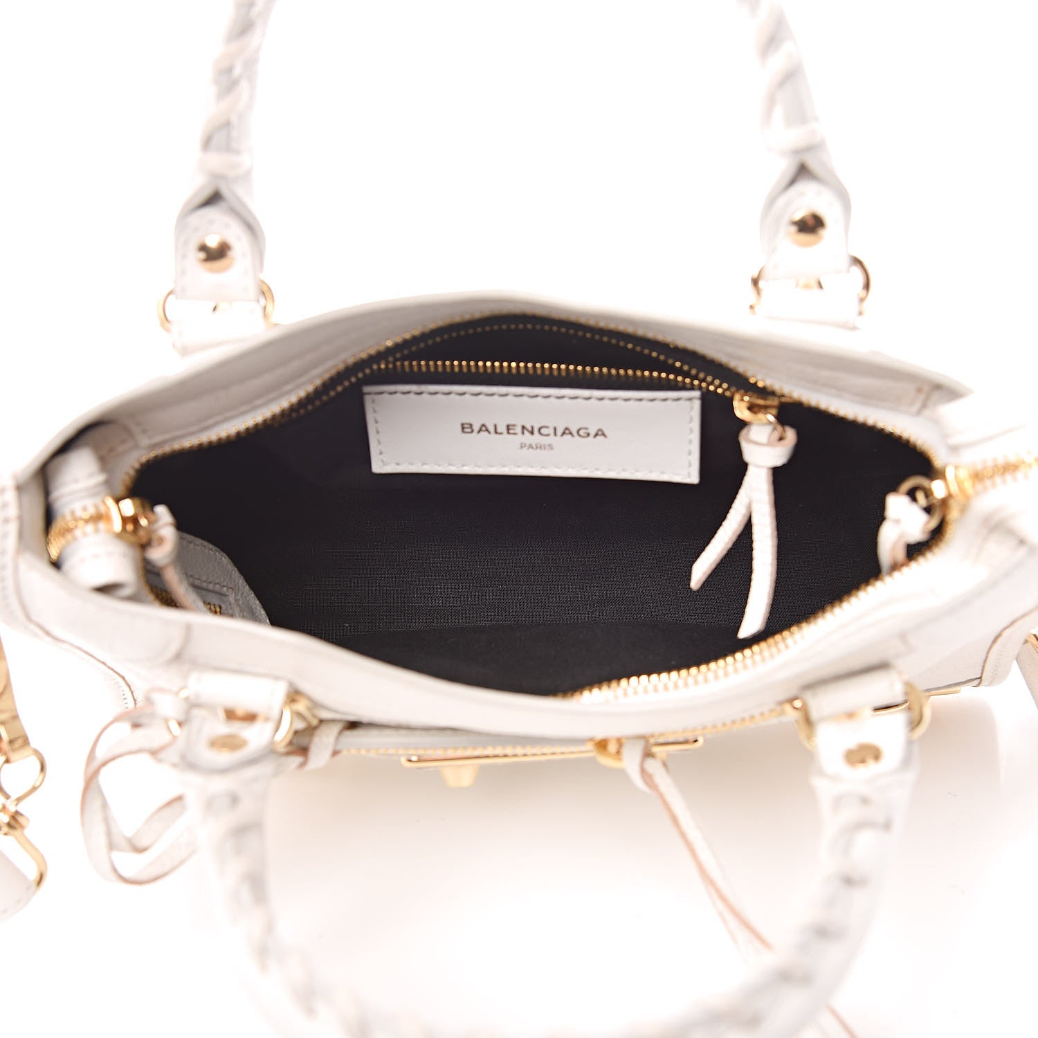 Balenciaga Chevre Gold Metallic Edge Hardware Mini City White 5 of 11