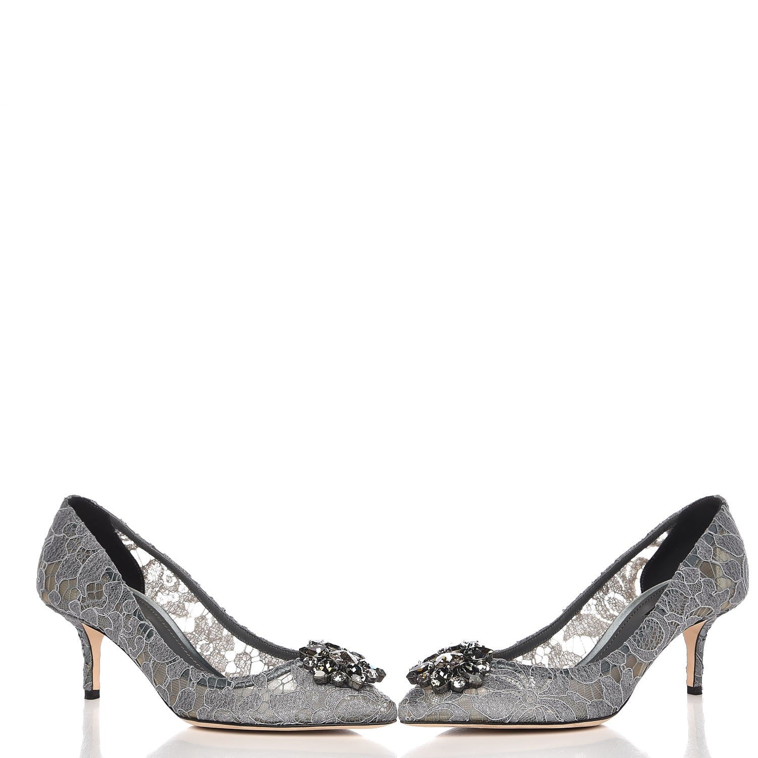 Dolce & Gabbana Lace Embellished Rosa Pumps 40 Grey 5 of 9