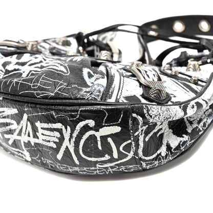 Balenciaga Agneau Arena Graffiti Le Cagole Shoulder Bag XS White Black 11 of 11