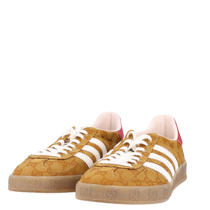 Gucci X ADIDAS Vintage GG Monogram Mens Gazelle Sneakers 11.5 Mid Natural Nut Off White 3 of 9