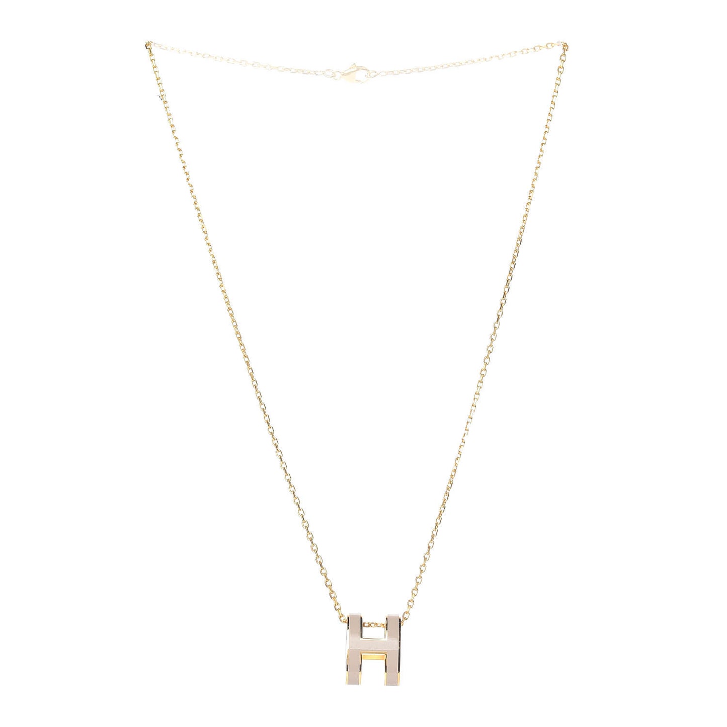 Lacquered Gold Pop H Pendant Necklace Marron Glace