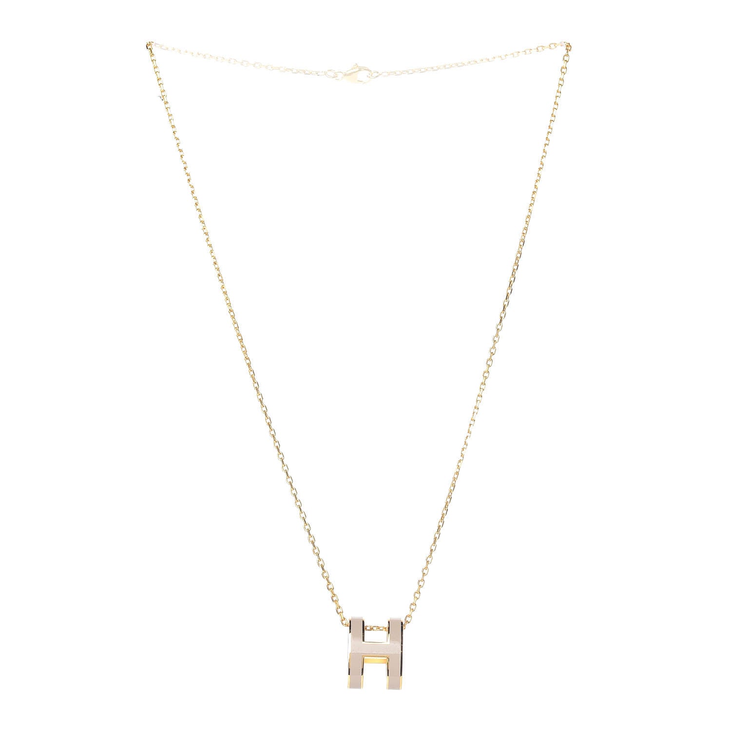 Hermes Lacquered Gold Pop H Pendant Necklace Marron Glace 3 of 8