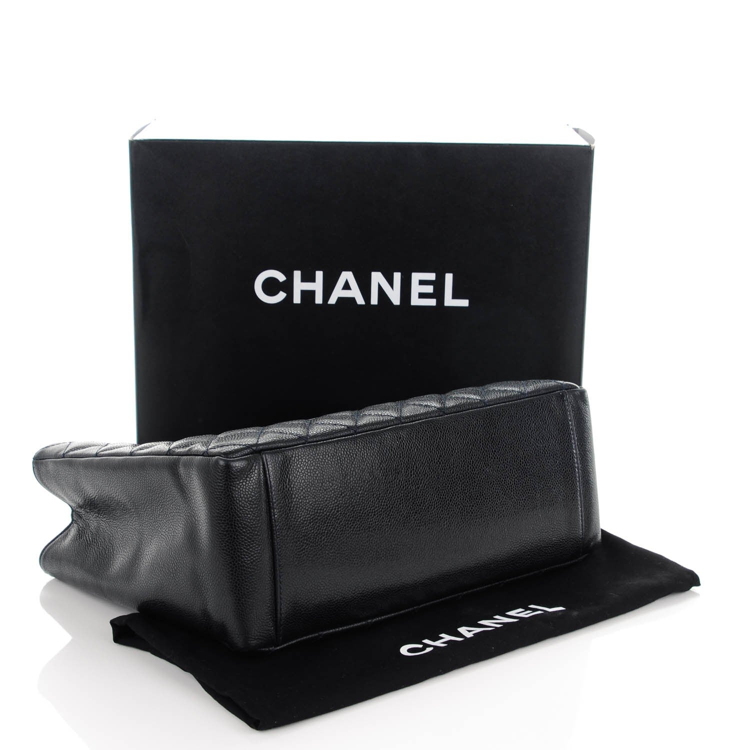Chanel Caviar Quilted Grand Shopping Tote GST Dark Navy Blue 4 of 7