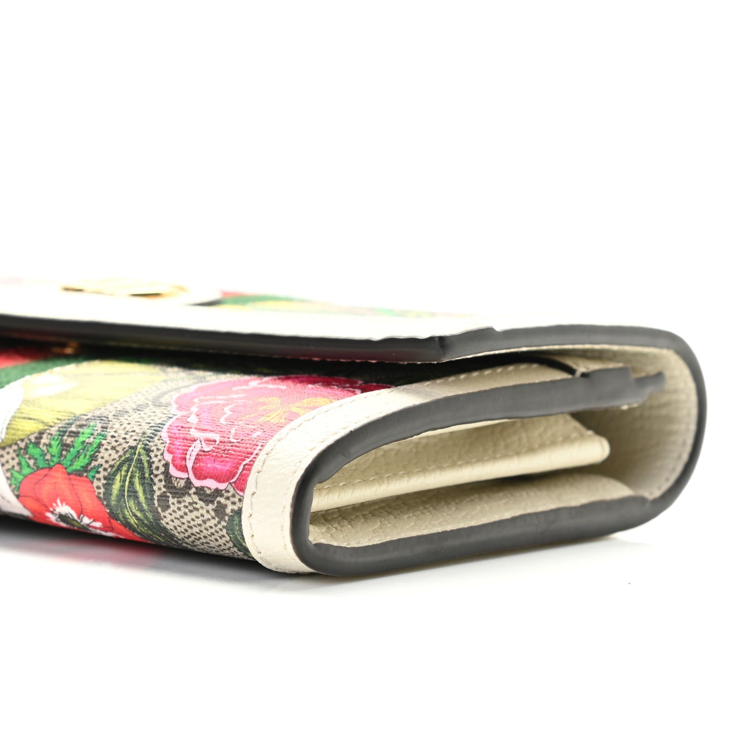 GG Supreme Monogram Flora Web Ophidia Continental Wallet White