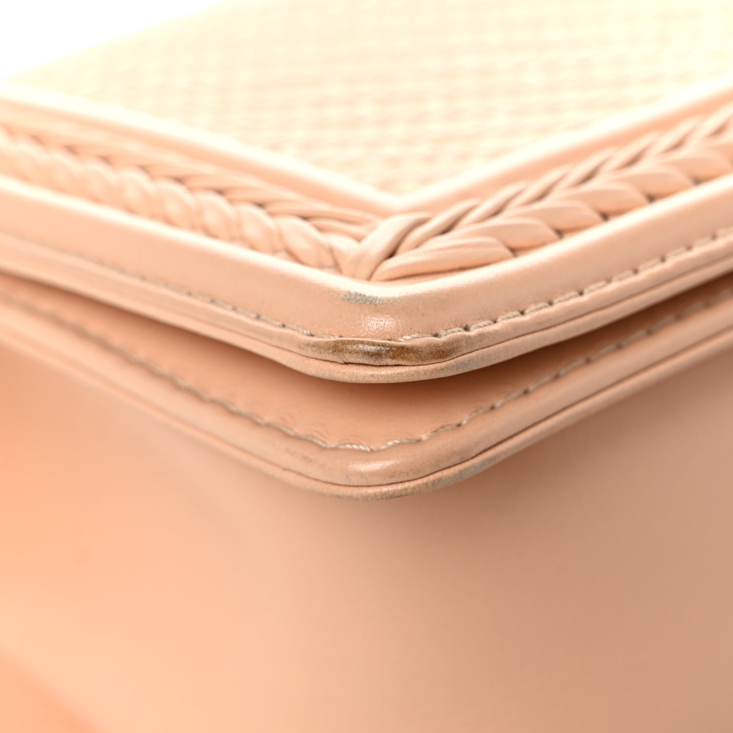 Chanel Calfskin Chevron Quilted Medium Braided Boy Flap Beige 8 of 15
