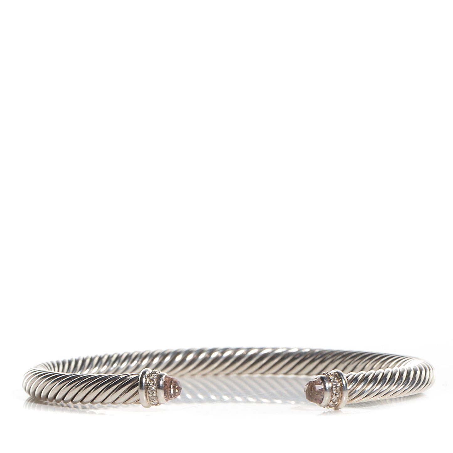 Sterling Silver Diamond Morganite 5mm Cable Classics Bracelet