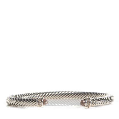 David Yurman Sterling Silver Diamond Morganite 5mm Cable Classics Bracelet 1 of 6