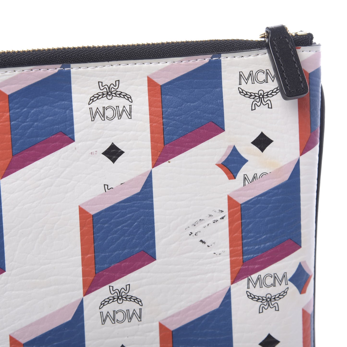 Visetos Diamond Printed Zip Pouch White