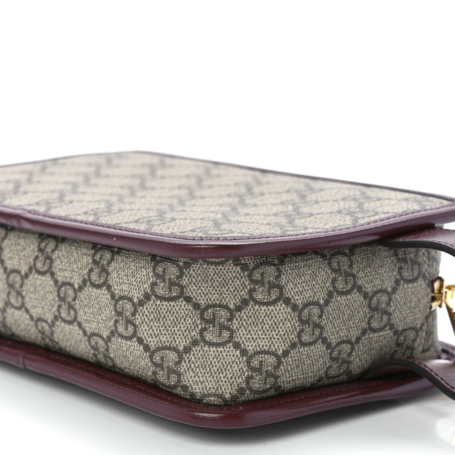 Gucci GG Supreme Monogram Textured Calfskin Retro Interlocking G Travel Pouch Beige Ebony Burgundy 10 of 11