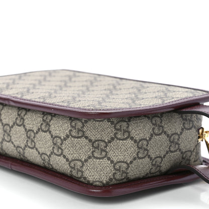 Gucci GG Supreme Monogram Textured Calfskin Retro Interlocking G Travel Pouch Beige Ebony Burgundy 10 of 11