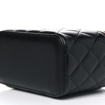 Chanel Lambskin Quilted Small Top Handle Vanity Case With Chain Black 8 of 9