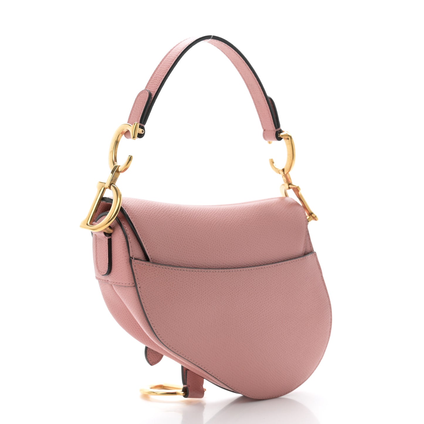 Grained Calfskin Mini Saddle Bag Pink