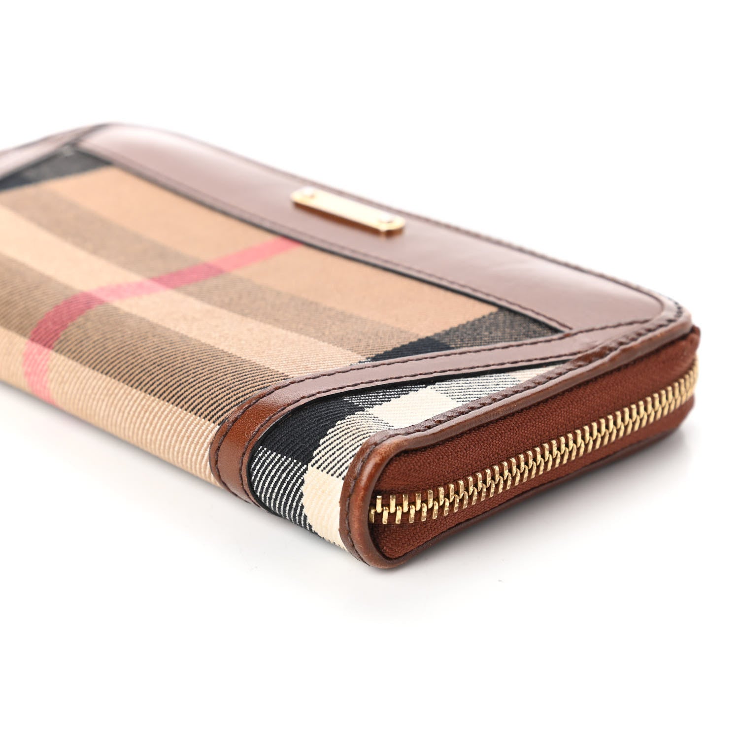 Burberry House Check Bridle Calfskin Ziggy Zip Around Wallet Dark Tan 7 of 11