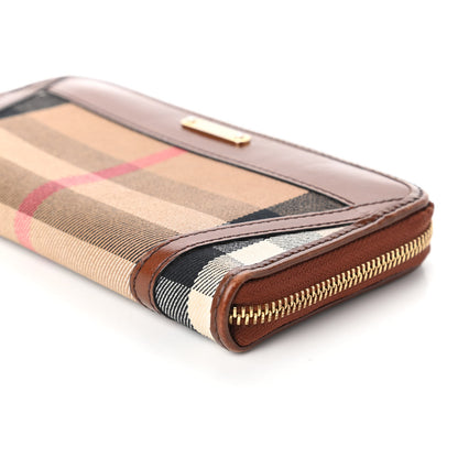 Burberry House Check Bridle Calfskin Ziggy Zip Around Wallet Dark Tan 7 of 11