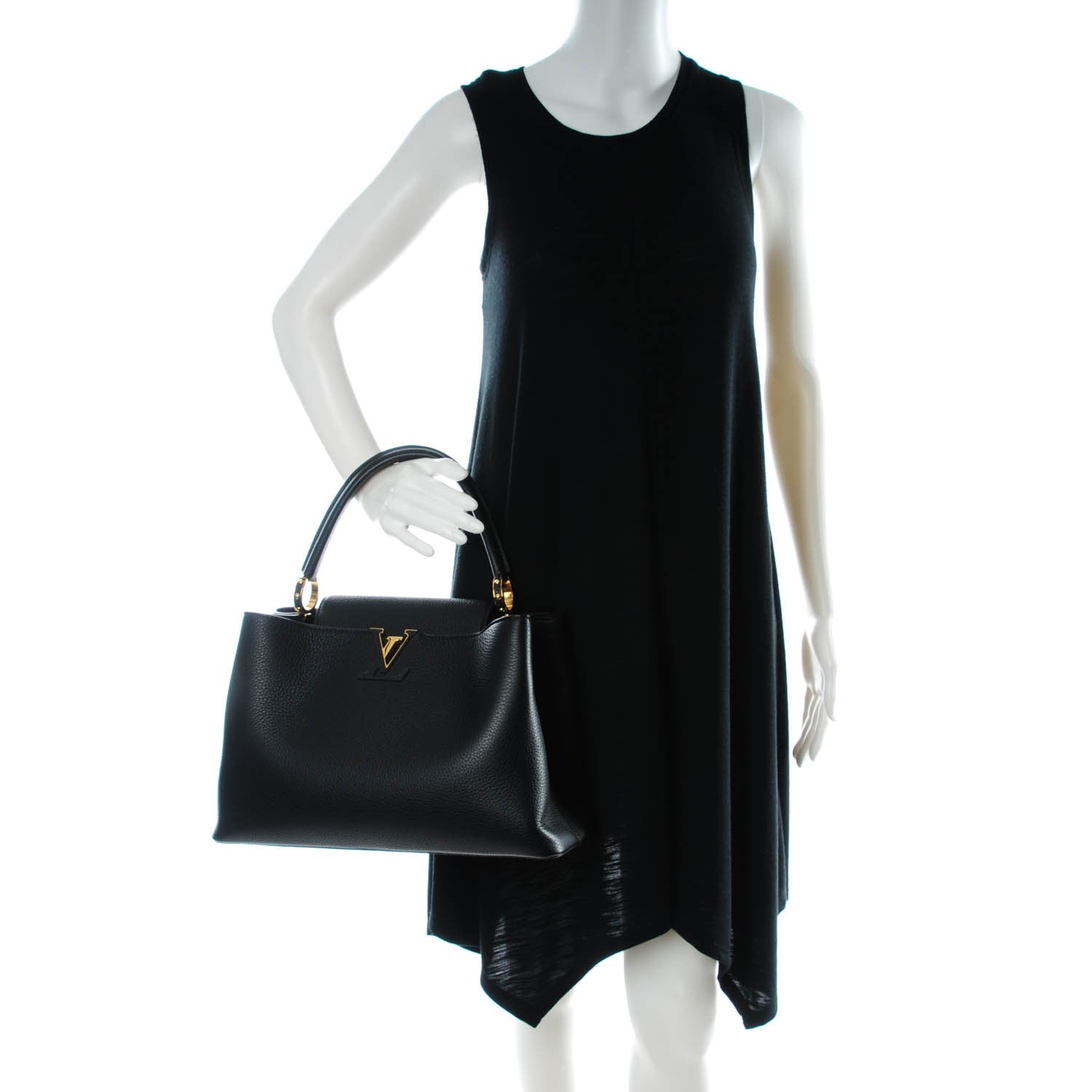 Louis Vuitton Taurillon Capucines MM Black 2 of 7