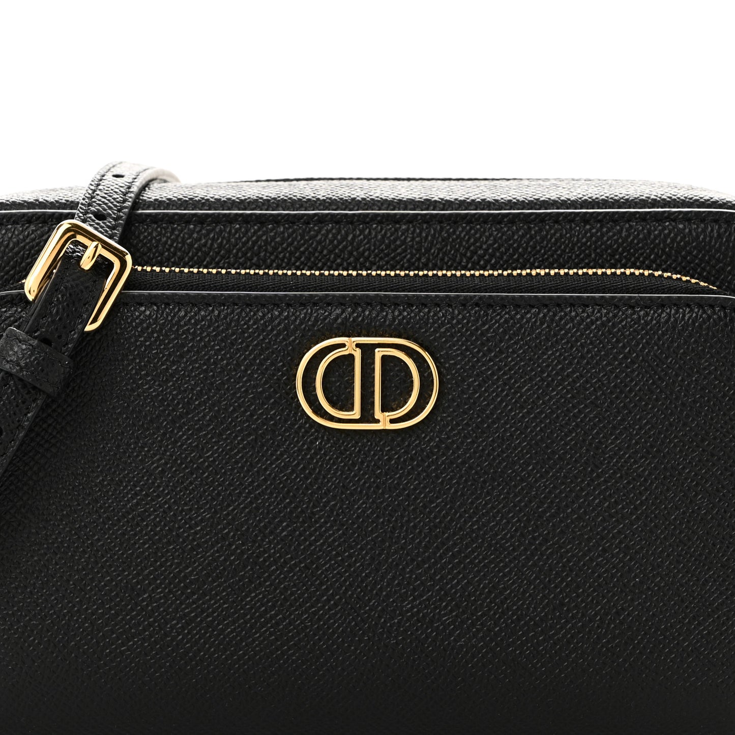 Grained Calfskin Caro Double Pouch Black