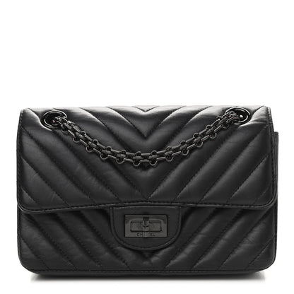Chanel Aged Calfskin Chevron Quilted 2.55 Reissue Mini Flap So Black 1 of 10