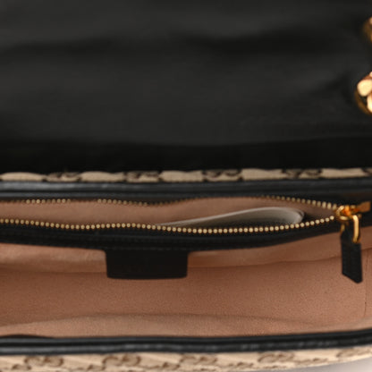 Gucci Monogram Matelasse Diagonal Small GG Marmont Shoulder Bag Beige Black 5 of 10