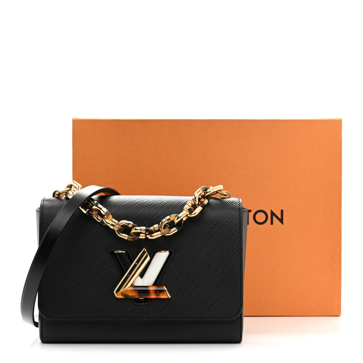 Epi Tortoiseshell Twist Shoulder Bag MM Black