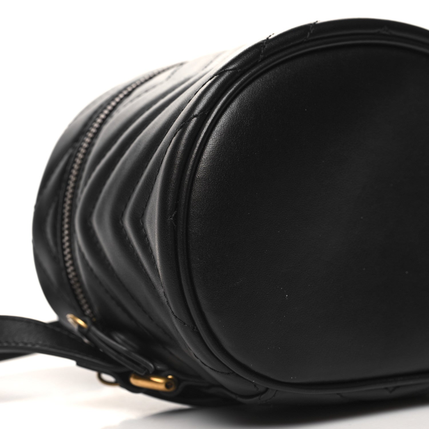 Gucci Calfskin Matelasse Mini GG Marmont Round Backpack Black 9 of 11