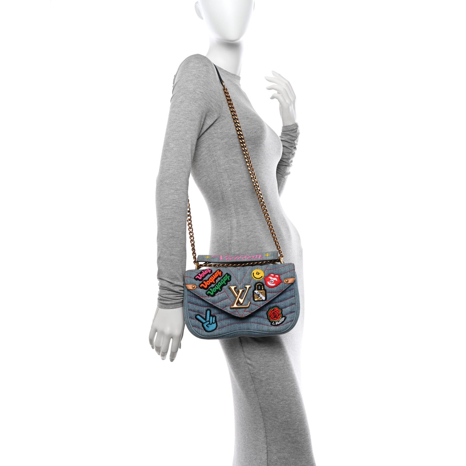 Louis Vuitton Denim New Wave Chain MM Blue 2 of 13