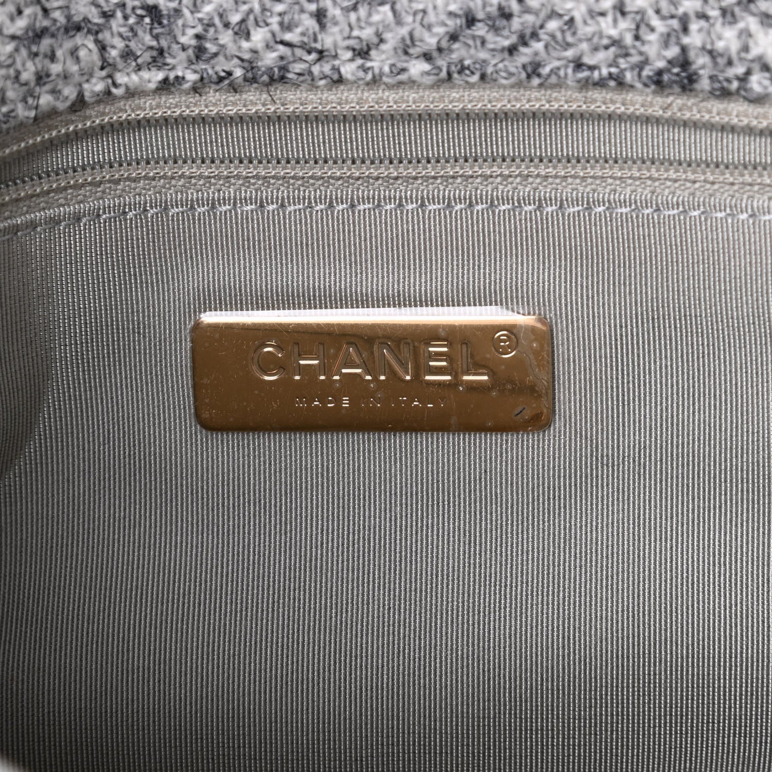Chanel Tweed Quilted Medium Chanel 19 Flap Grey Ecru 6 of 10