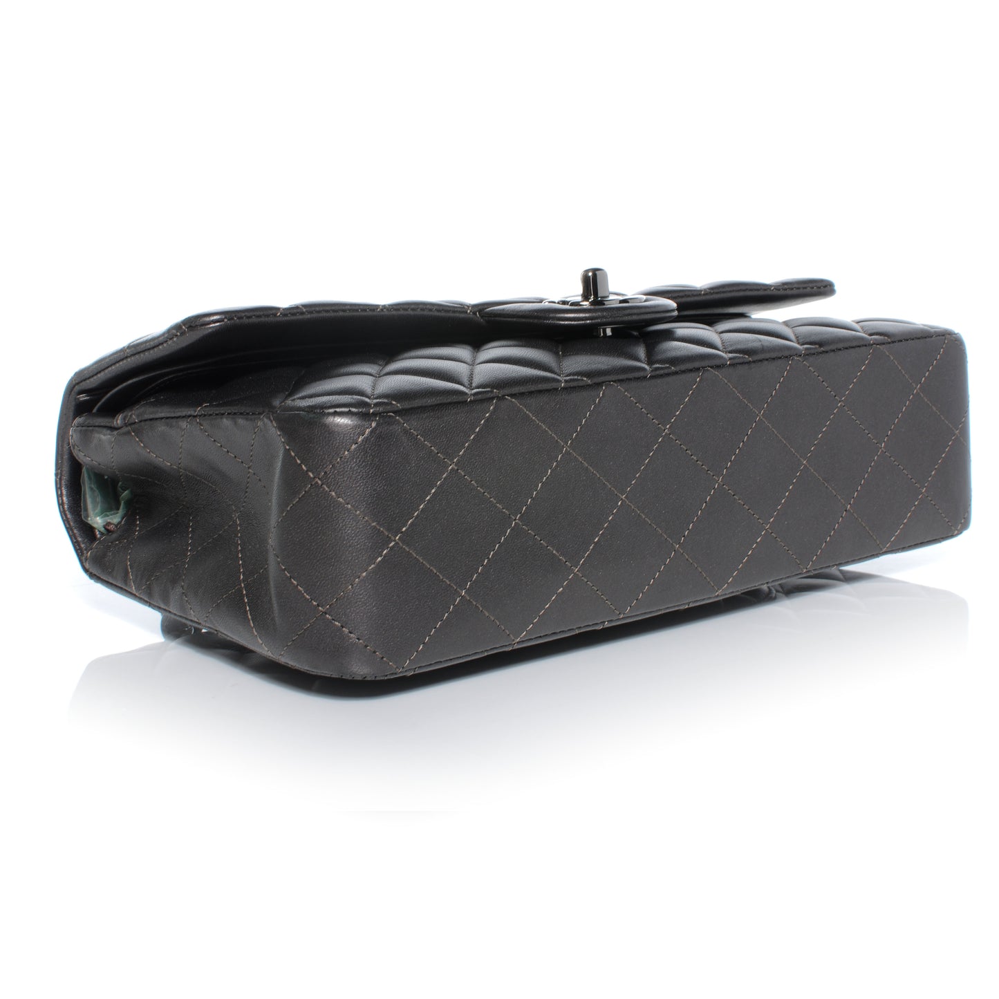 Lambskin Medium Double Flap Dark Metallic Grey