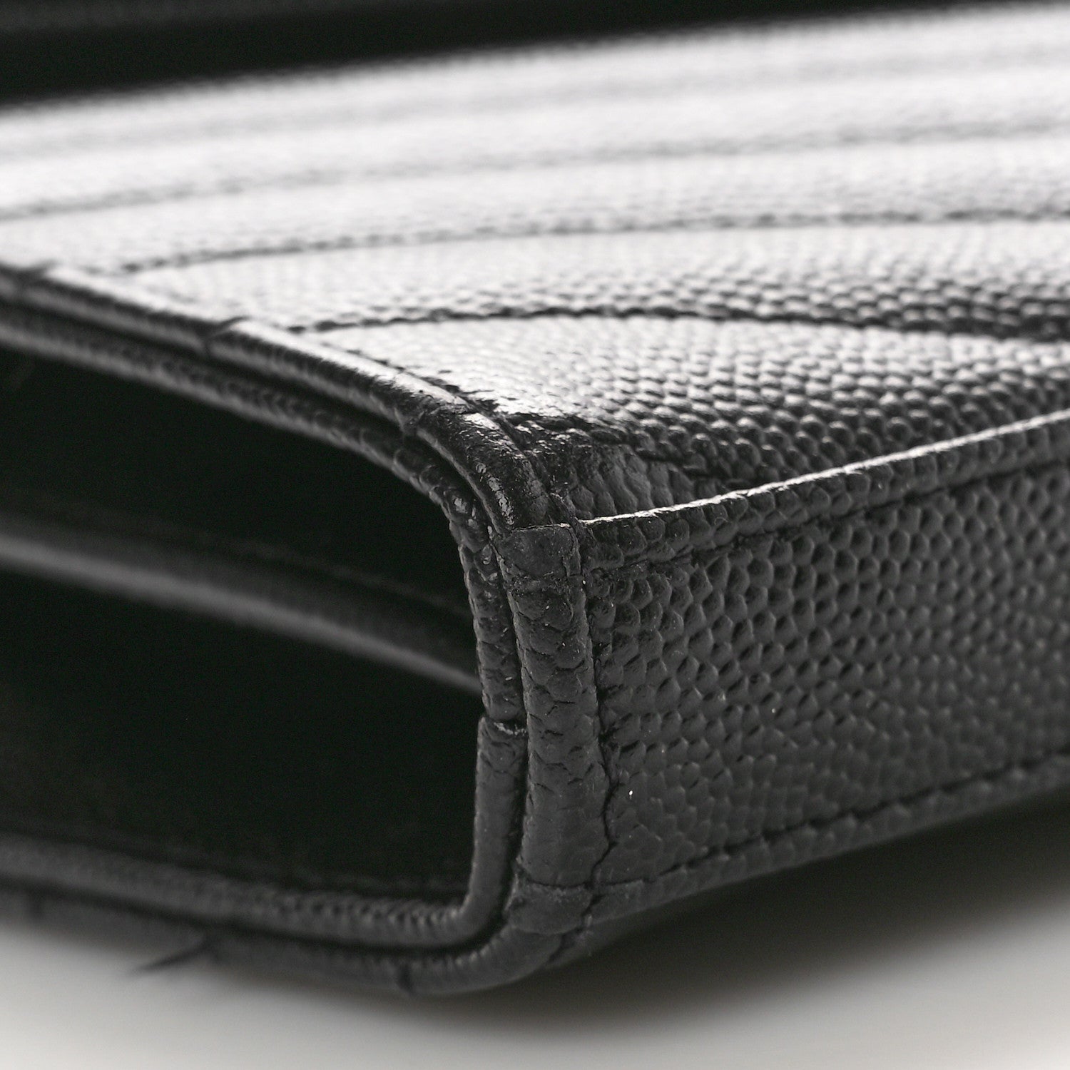 Saint Laurent Grain De Poudre Matelasse Chevron Monogram Chain Wallet Black 9 of 11