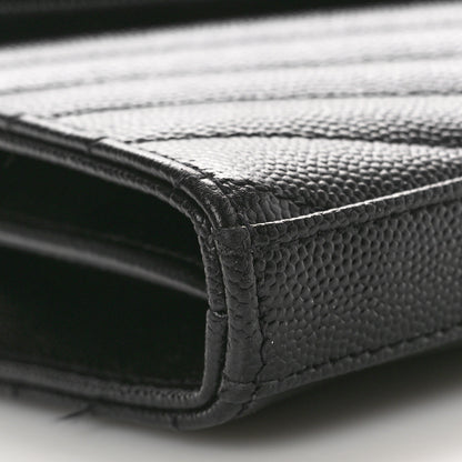 Saint Laurent Grain De Poudre Matelasse Chevron Monogram Chain Wallet Black 9 of 11
