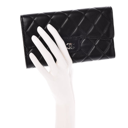 Chanel Lambskin Quilted Large Flap Wallet Black 2 of 9