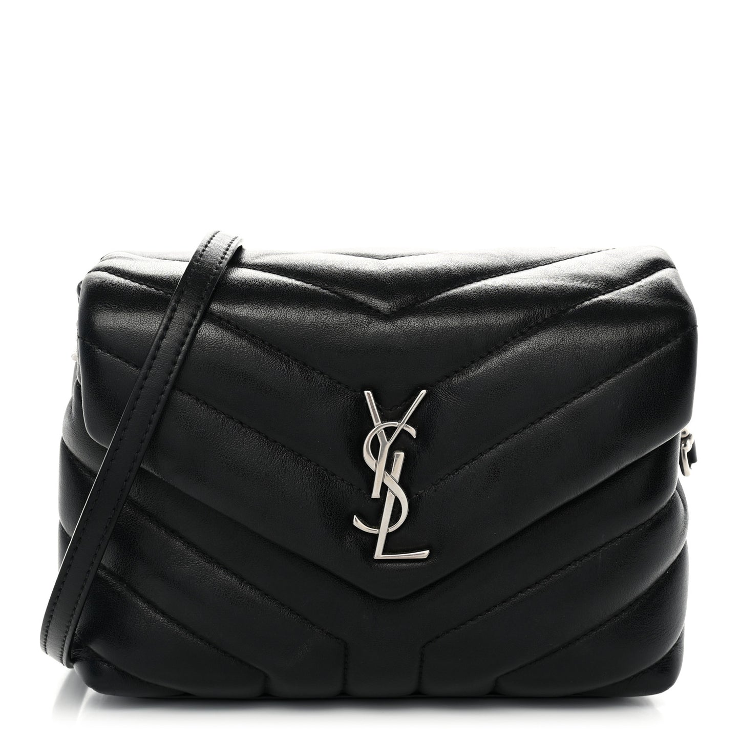 Calfskin Y Quilted Monogram Toy Loulou Crossbody Bag Black