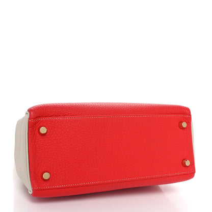 Hermes Togo Horseshoe Kelly Retourne 25 Rouge De Coeur Beton 4 of 11